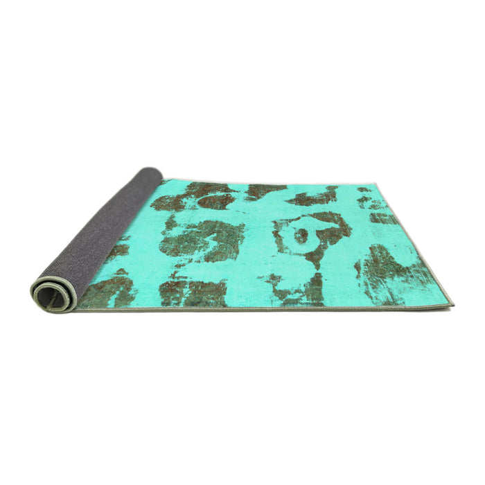 Sideview of Abstract Turquoise Modern Rug, abs775turq