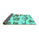 Sideview of Abstract Turquoise Modern Rug, abs775turq