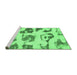 Sideview of Machine Washable Abstract Emerald Green Modern Area Rugs, wshabs775emgrn