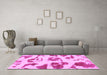 Machine Washable Abstract Pink Modern Rug in a Living Room, wshabs775pnk