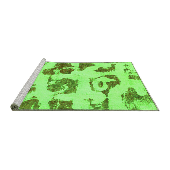 Sideview of Machine Washable Abstract Green Modern Area Rugs, wshabs775grn