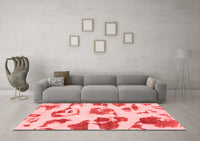 Machine Washable Abstract Red Modern Rug, wshabs775red