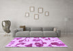 Machine Washable Abstract Purple Modern Area Rugs in a Living Room, wshabs775pur