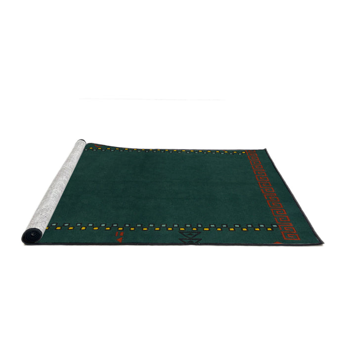 Sideview of Machine Washable Abstract Deep Teal Green Rug, wshabs776