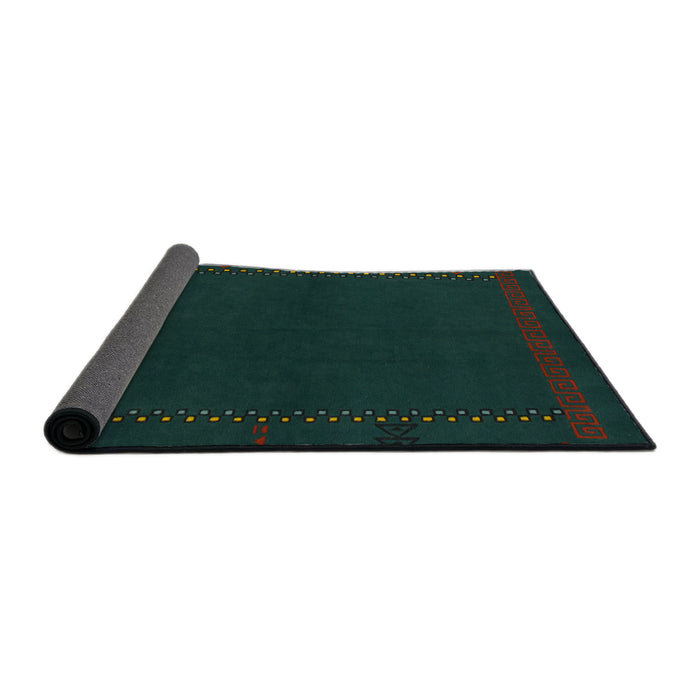 Sideview of Abstract Deep Teal Green Modern Rug, abs776