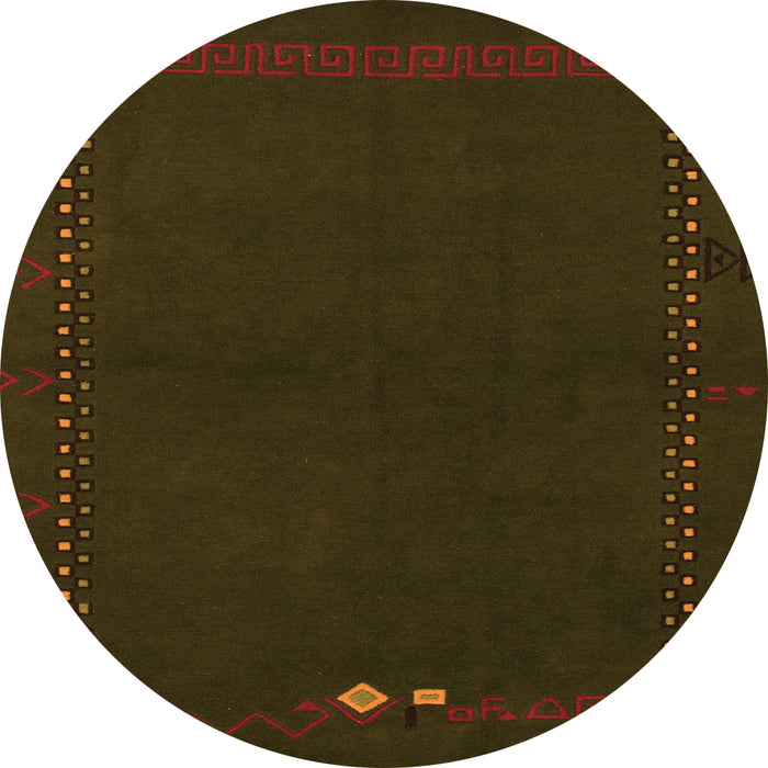 Round Machine Washable Abstract Orange Modern Area Rugs, wshabs776org