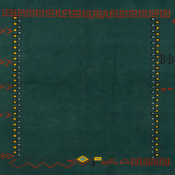 Square Abstract Deep Teal Green Modern Rug, abs776