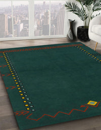 Abstract Deep Teal Green Modern Rug, abs776