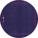 Round Machine Washable Abstract Purple Modern Area Rugs, wshabs776pur