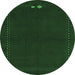 Round Abstract Emerald Green Modern Rug, abs776emgrn