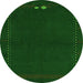 Round Machine Washable Abstract Green Modern Area Rugs, wshabs776grn