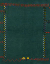 Machine Washable Abstract Deep Teal Green Rug, wshabs776