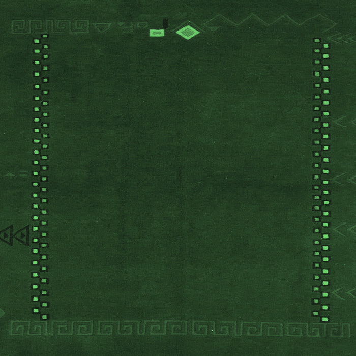 Square Abstract Emerald Green Modern Rug, abs776emgrn