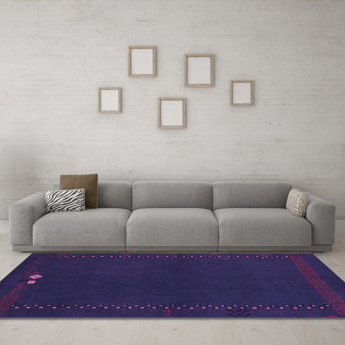 Machine Washable Abstract Purple Modern Area Rugs in a Living Room, wshabs776pur