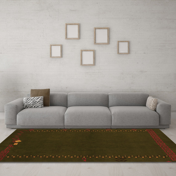 Machine Washable Abstract Orange Modern Area Rugs in a Living Room, wshabs776org