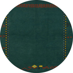 Round Abstract Deep Teal Green Modern Rug, abs776