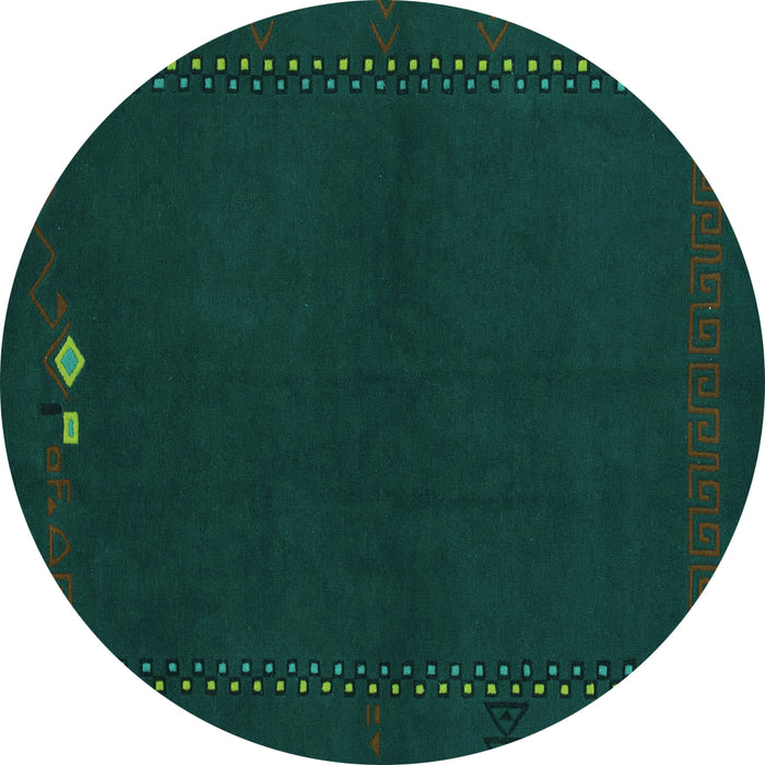 Round Abstract Turquoise Modern Rug, abs776turq