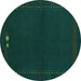 Round Abstract Turquoise Modern Rug, abs776turq