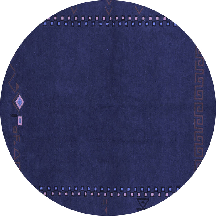 Round Abstract Blue Modern Rug, abs776blu