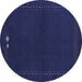 Round Abstract Blue Modern Rug, abs776blu