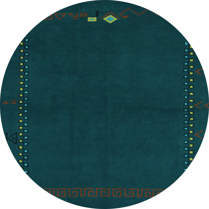 Round Abstract Light Blue Modern Rug, abs776lblu