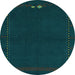 Round Abstract Light Blue Modern Rug, abs776lblu