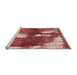 Sideview of Machine Washable Abstract Red Rug, wshabs777