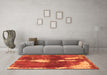 Machine Washable Abstract Orange Modern Area Rugs in a Living Room, wshabs777org