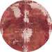 Round Machine Washable Abstract Red Rug, wshabs777