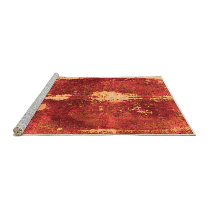 Sideview of Machine Washable Abstract Orange Modern Area Rugs, wshabs777org