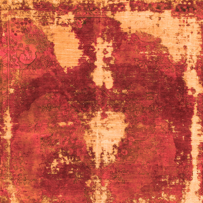 Square Machine Washable Abstract Orange Modern Area Rugs, wshabs777org