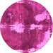 Round Abstract Pink Modern Rug, abs777pnk