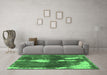 Machine Washable Abstract Emerald Green Modern Area Rugs in a Living Room,, wshabs777emgrn