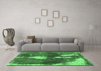 Machine Washable Abstract Emerald Green Modern Rug, wshabs777emgrn