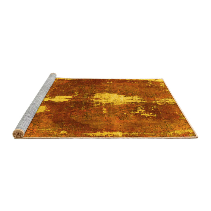 Sideview of Machine Washable Abstract Yellow Modern Rug, wshabs777yw