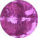 Round Abstract Purple Modern Rug, abs777pur