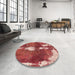 Round Abstract Red Modern Rug in a Office, abs777