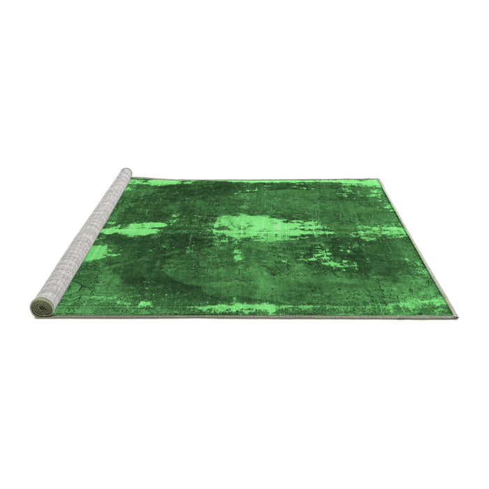 Sideview of Machine Washable Abstract Emerald Green Modern Area Rugs, wshabs777emgrn