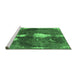 Sideview of Machine Washable Abstract Emerald Green Modern Area Rugs, wshabs777emgrn