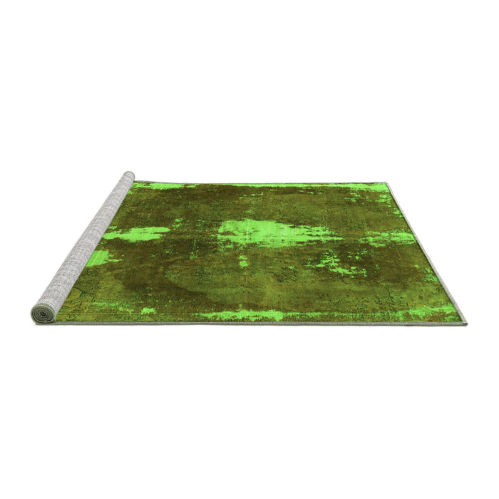 Sideview of Machine Washable Abstract Green Modern Area Rugs, wshabs777grn