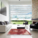 Square Abstract Red Modern Rug in a Living Room, abs777