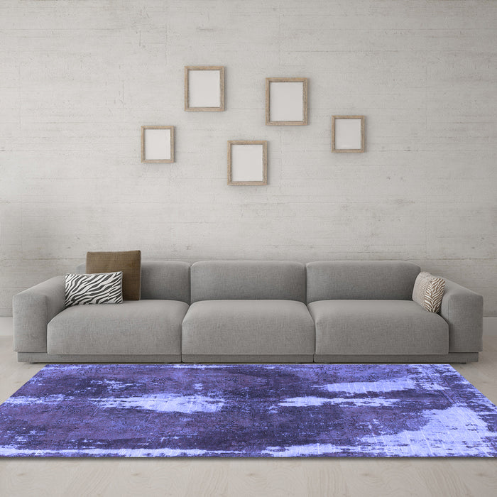 Machine Washable Abstract Blue Modern Rug in a Living Room, wshabs777blu