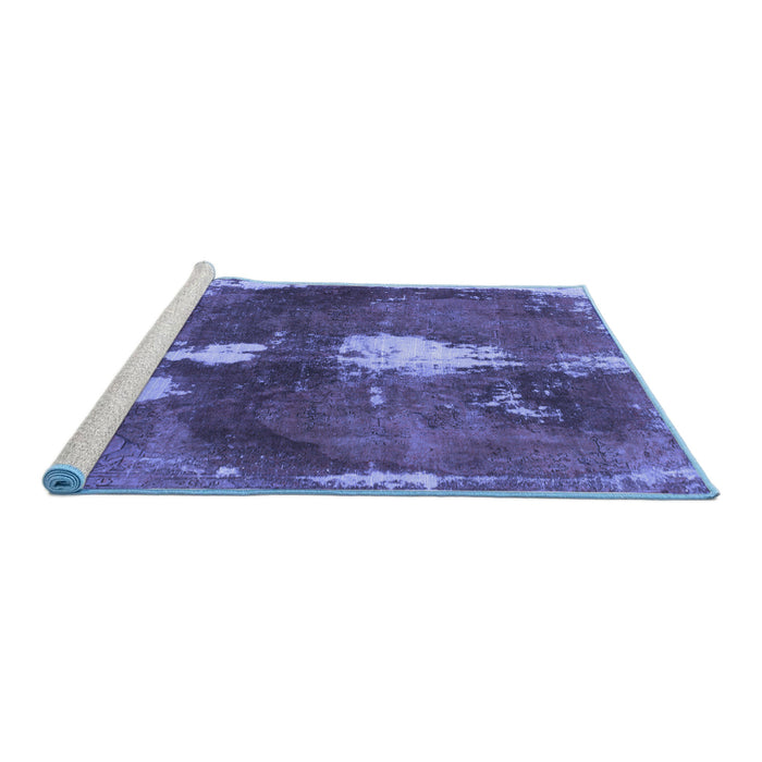 Sideview of Machine Washable Abstract Blue Modern Rug, wshabs777blu