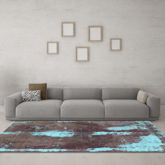 Machine Washable Abstract Light Blue Modern Rug in a Living Room, wshabs777lblu