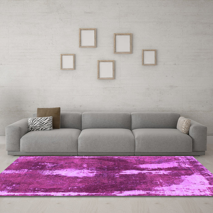 Machine Washable Abstract Purple Modern Area Rugs in a Living Room, wshabs777pur