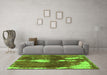 Machine Washable Abstract Green Modern Area Rugs in a Living Room,, wshabs777grn