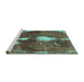 Sideview of Machine Washable Abstract Turquoise Modern Area Rugs, wshabs777turq