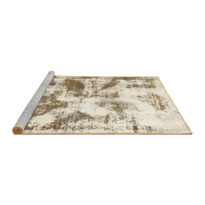 Sideview of Machine Washable Abstract Brass Green Rug, wshabs778