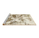 Sideview of Machine Washable Abstract Brass Green Rug, wshabs778