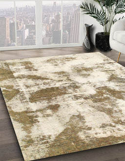 Machine Washable Abstract Brass Green Rug in a Family Room, wshabs778